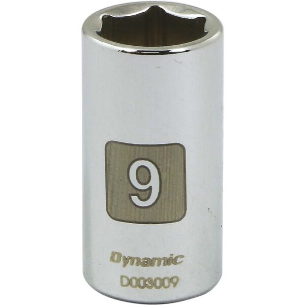 DYNAMIC Socket 6 Point 1/4&quot; Drive 9 mm Chrome 1