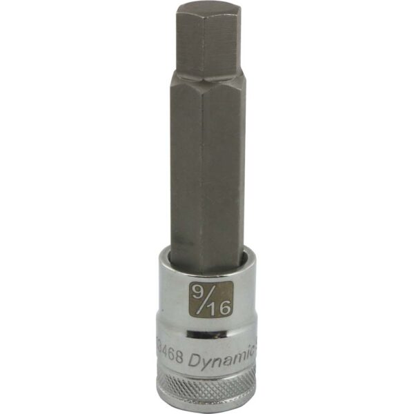 D013468 Dynamic 9/16” Long chrome hex socket 1/2” drive with knurled ring