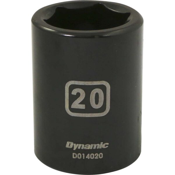 D014020 Dynamic 20mm black impact socket 1/2” drive with large lettering