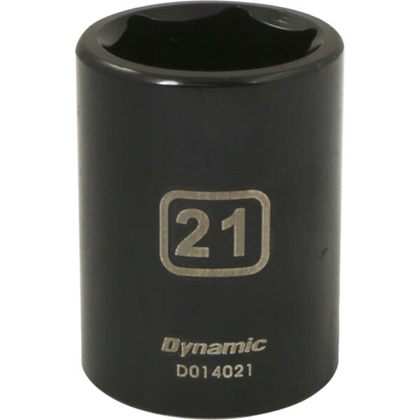 D014021 Dynamic 21mm black impact socket 1/2” drive with large lettering