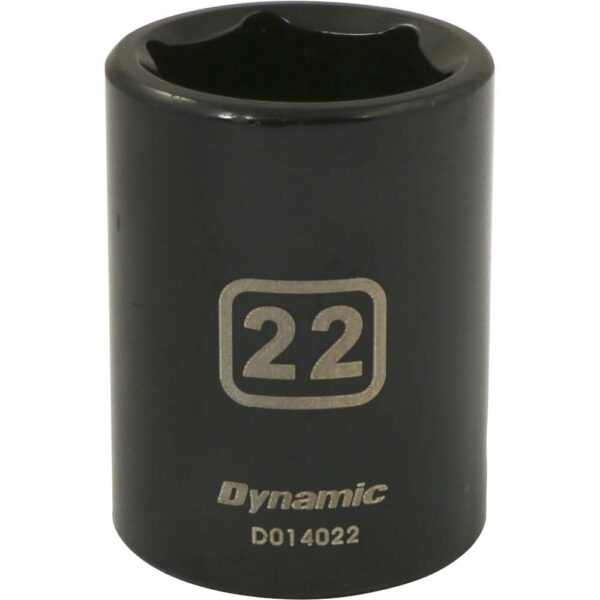 D014022 DYNAMIC 22mm black impact socket 1/2” drive with large lettering