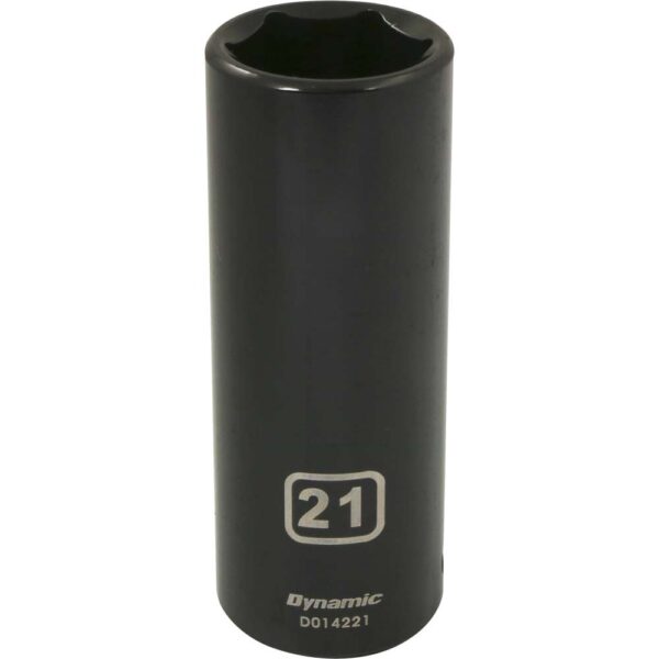 D014221 Dynamic 6 point black deep impact socket 1/2” drive with large lettering