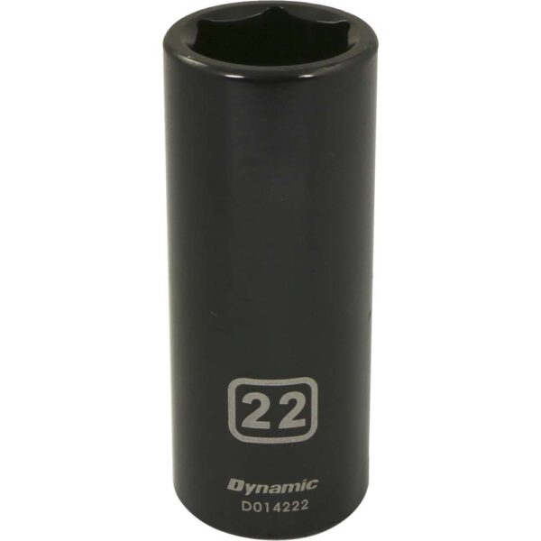 D014222 Dynamic 6 point black deep impact socket 1/2” drive with large lettering