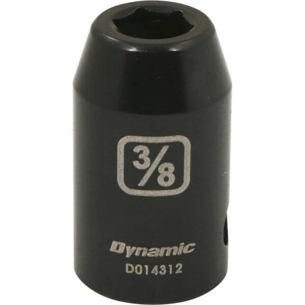 D014312 Dynamic 3/8” 6 point black impact socket 1/2” drive with large lettering