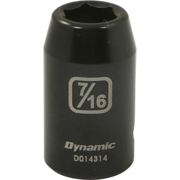 D014314 Dynamic 7/16” 6 point black impact socket with large lettering