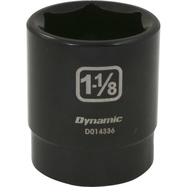 D014336 Dynamic 1-1/8” black 6 point impact socket 1/2” drive with large lettering