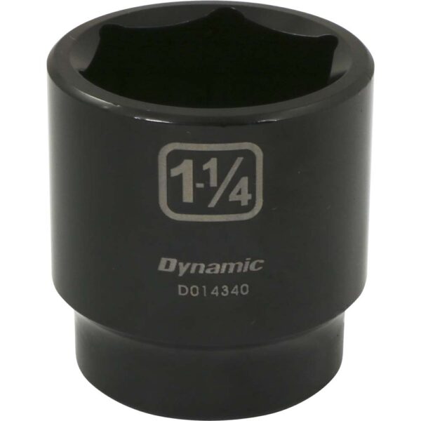 D014340 Dynamic 1-1/4” 6 point black impact socket 1/2” drive with large lettering