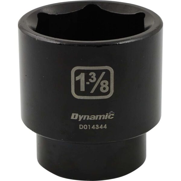 D014344 Dynamic 1-3/8” 6 point black impact socket 1/2” drive with large lettering