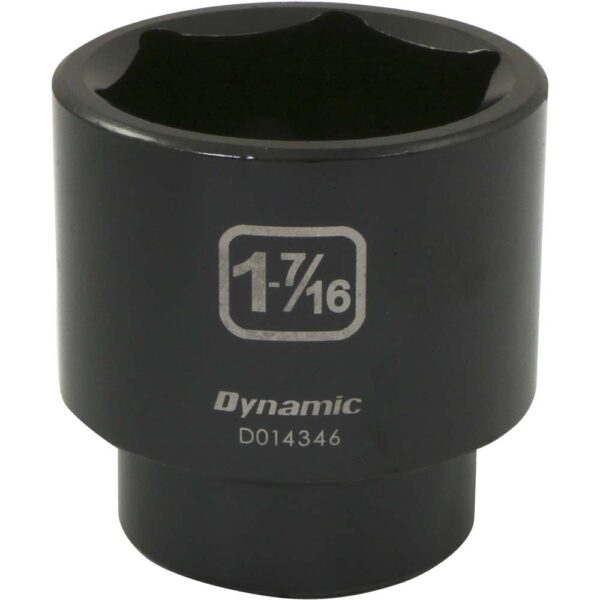 D014346 Dynamic 1-7/8” 6 point black impact socket 1/2” drive with large lettering