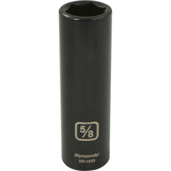 D014520 Dynamic 5/8” 6 point deep black impact socket 1/2” drive with large lettering