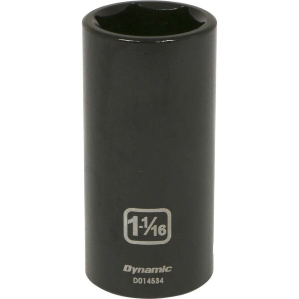 D014534 Dynmaic 1-1/16” deep 6 point impact socket black 1/2” drive with large lettering