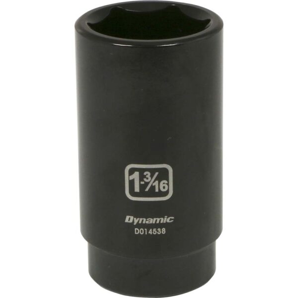 D014538 Dynamic 1-3/16” 6 point black impact socket deep 1/2” drive with large lettering