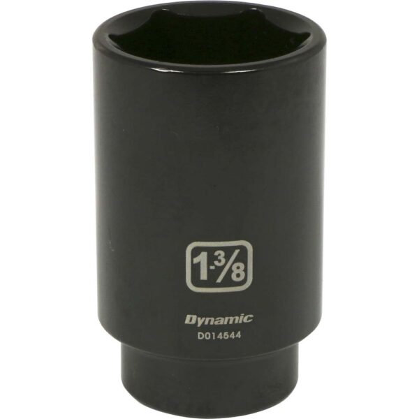 D014544 Dynamic 1-3/8” 6 point deep black impact socket 1/2” drive with large lettering