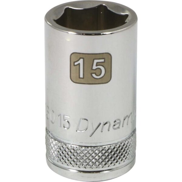 DYNAMIC Socket 6 Point 1/2" Drive 15 mm Chrome 1