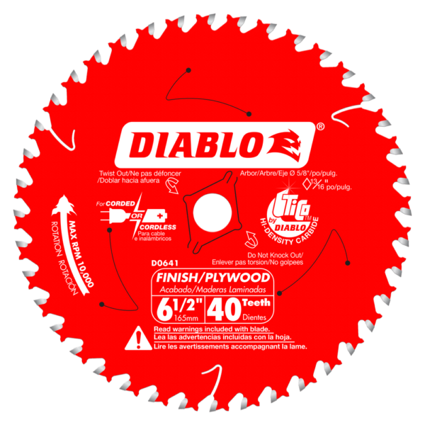 DIABLO Finishing/Plywood 6-1/2" Circ Saw Blade 40 Tooth 1