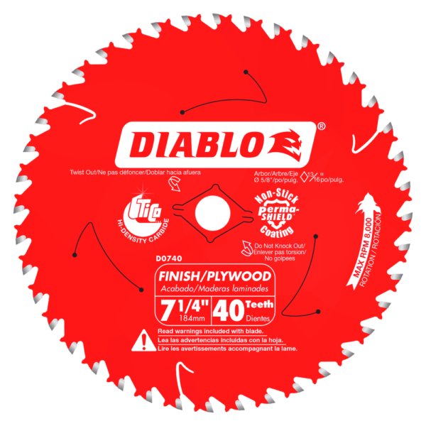 DIABLO 7-1/4&quot; Finishing/Plywood Circ Saw Blade 40 Tooth 1
