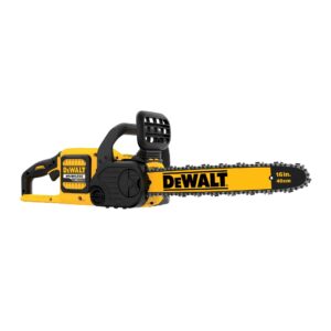 The Dewalt FLEXVOLT 60V MAX* Cordless Chainsaw powers through tough construction and demolition jobs and features a low-kickback 16 in. bar and chain.