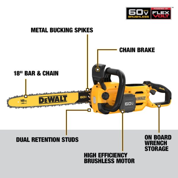 DEWALT 60V MAX* Brushless Cordless 18 in. Chainsaw (Tool Only) 4