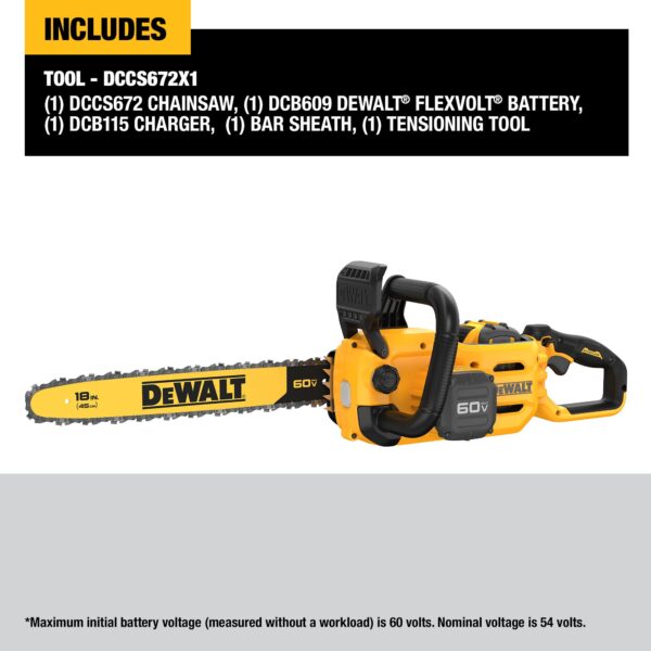 DEWALT 60V MAX* Brushless Cordless 18 in. Chainsaw (Tool Only) 5