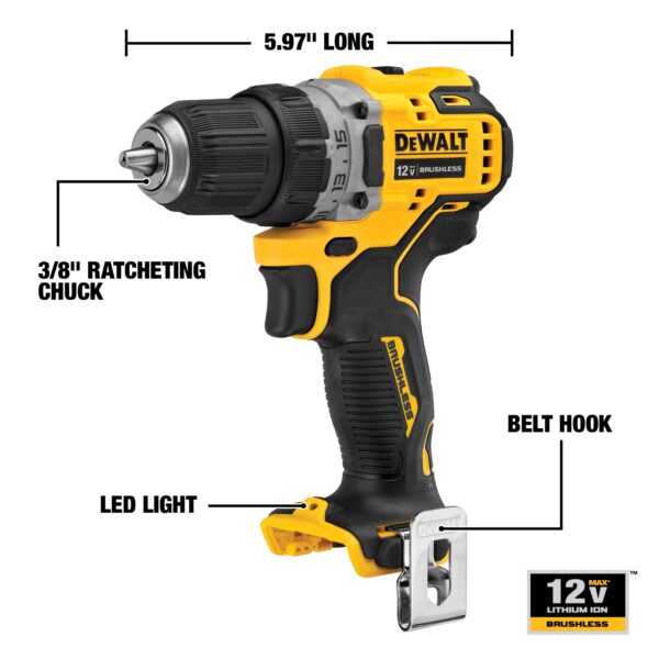 DEWALT XTREME™ 12V MAX* Brushless 3/8 in. Cordless Drill/Driver (Tool Only) 2