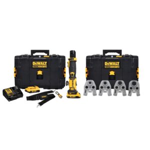 DEWALT 20V MAX* Compact Press Tool Kit with CTS Jaws, 2 batteries, a charger, and 2 black cases