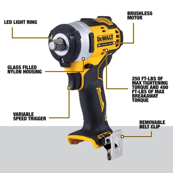 DEWALT XTREME 12V MAX* Brushless 1/2 in. Cordless Impact Wrench (Tool Only) 4