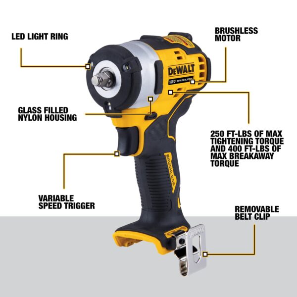 DEWALT XTREME 12V MAX* Brushless 3/8 in. Cordless Impact Wrench (Tool Only) 4