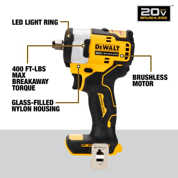 DEWALT 20V MAX* 1/2 in. Cordless Impact Wrench with Hog Ring Anvil (Tool Only) 3