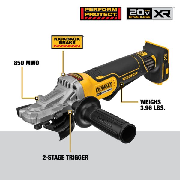 DEWALT 20V MAX* XR® 5in. Flathead Paddle Switch Small Angle Grinder (Tool Only) 3