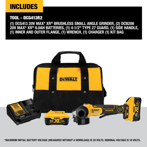 DEWALT 20V MAX* XR® 4.5&quot; Paddle Switch Small Angle Grinder Kit 8