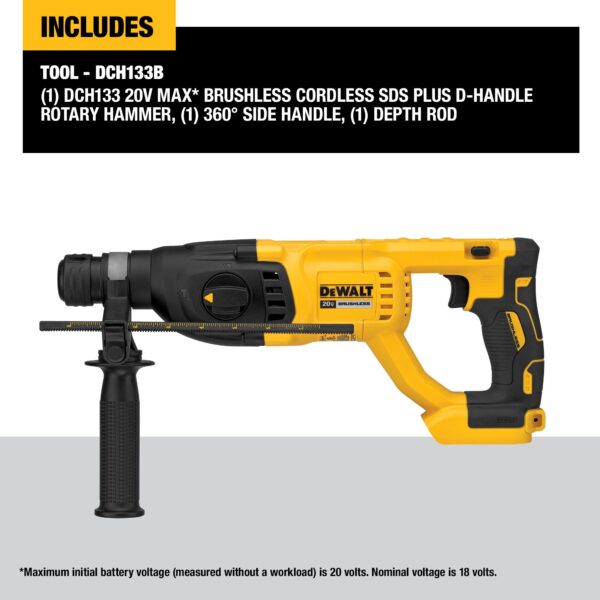 DEWALT 20V MAX* 1&quot; Cordless SDS PLUS D-Handle Rotary Hammer (Tool Only) 4