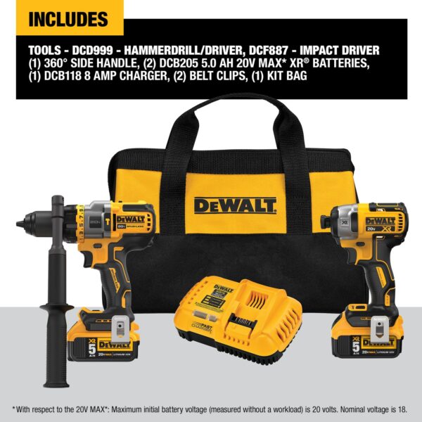 DEWALT 20V MAX* Brushless Cordless 2-Tool Kit Drill/Driver &amp; Impact 2