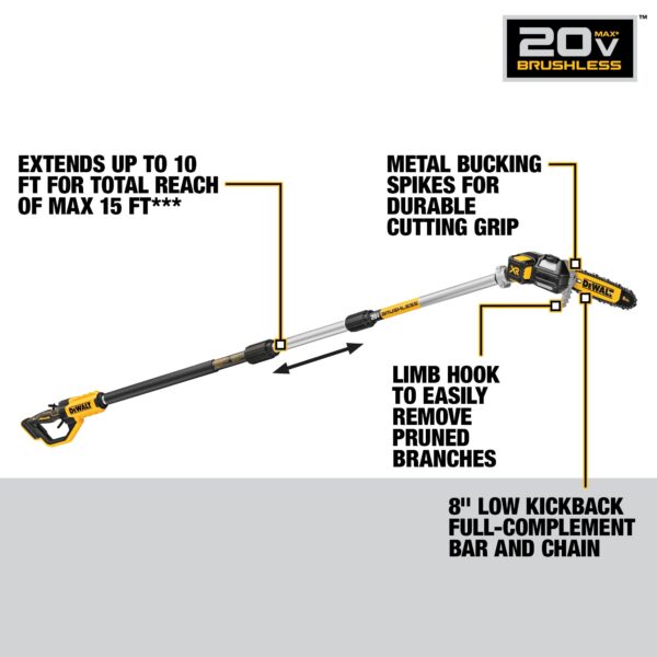 DEWALT 20V MAX* XR Cordless Pole Saw Kit 2
