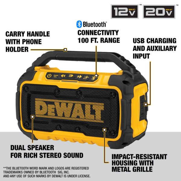DEWALT® 12V/20V MAX* Jobsite Bluetooth® Speaker 5