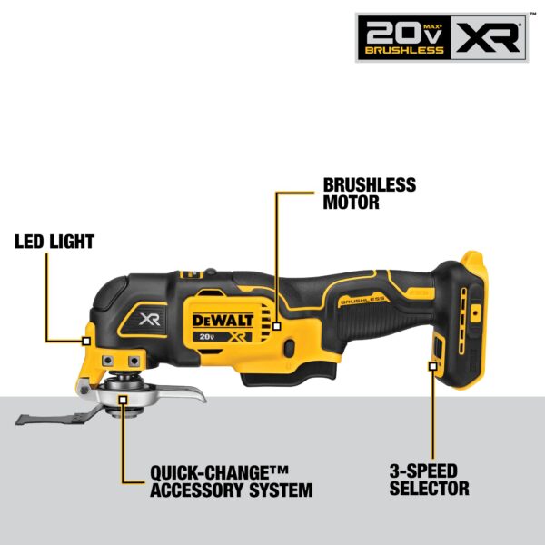 DEWALT 20V MAX* XR® Brushless Cordless Oscillating Multi-Tool (Tool Only) 3