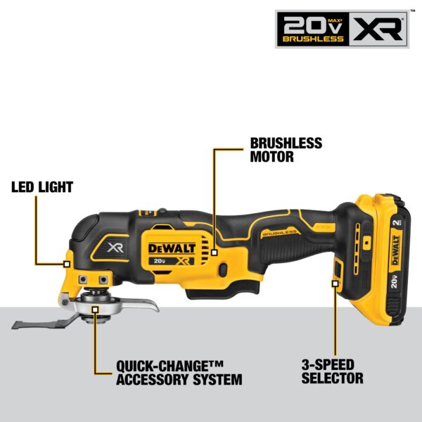 DEWALT 20V MAX* XR® Brushless Cordless Oscillating Multi-Tool Kit (2.0 Ah) 4