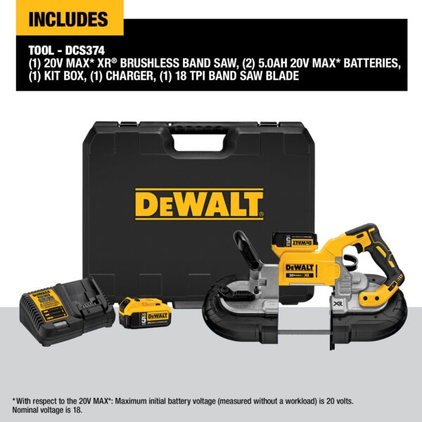DEWALT 20V MAX* XR® Brushless Deep Cut 5" Bandsaw Kit 7