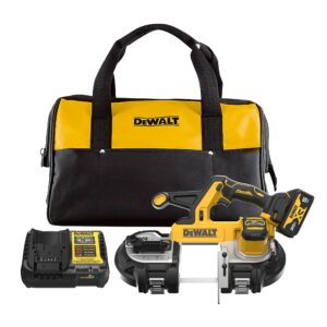 Dewalt bandsaw, battery, charger, and contractor's bag