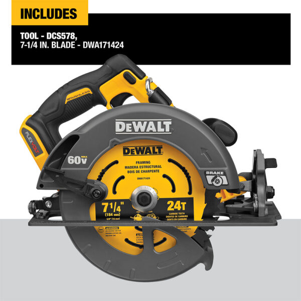 DEWALT FLEXVOLT® 60V MAX* Brushless 7-1/4" Cordless Circular Saw (Tool Only) 4