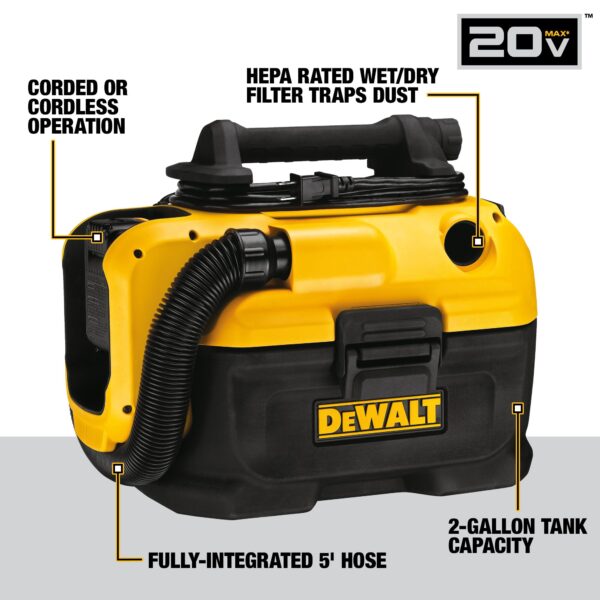 DEWALT 20V MAX* Cordless/Corded Wet-Dry Vacuum (Tool Only) 5