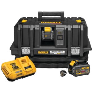 DEWALT 60V MAX* FLEXVOLT® Cordless Dust Extractor Kit with wireless tool control, 2 DCB606 Batteries, and battery charger