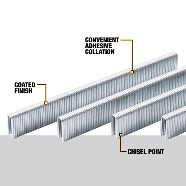 DEWALT 18 Gauge 1/4" Crown 1" Staples 2,500 Quantity - Image 2