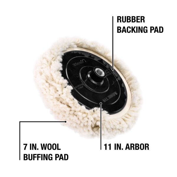 DEWALT 7" Wool Buffing Pad & Backing Pad Kit 2