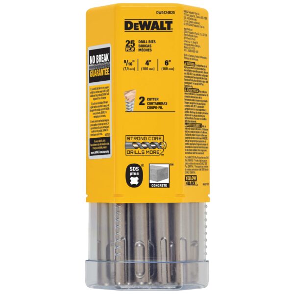 DEWALT Concrete Drill Bit 5/16" x 6" OAL, SDS Plus - 25 Pack 1