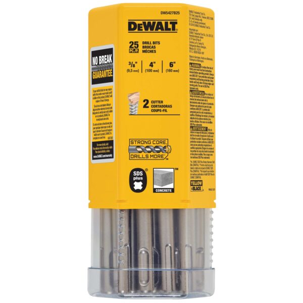 DEWALT Concrete Drill Bit 3/8" x 6" OAL, SDS Plus - 25 Pack 1