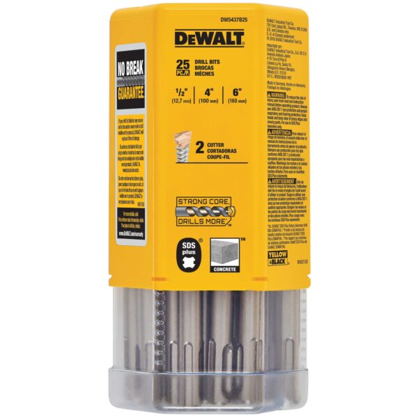 DEWALT Concrete Drill Bit 1/2&quot; x 6&quot; OAL, SDS Plus - 25 Pack 1