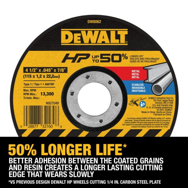 DEWALT® HP 4-1/2&quot; Cutting Wheel Flat 3
