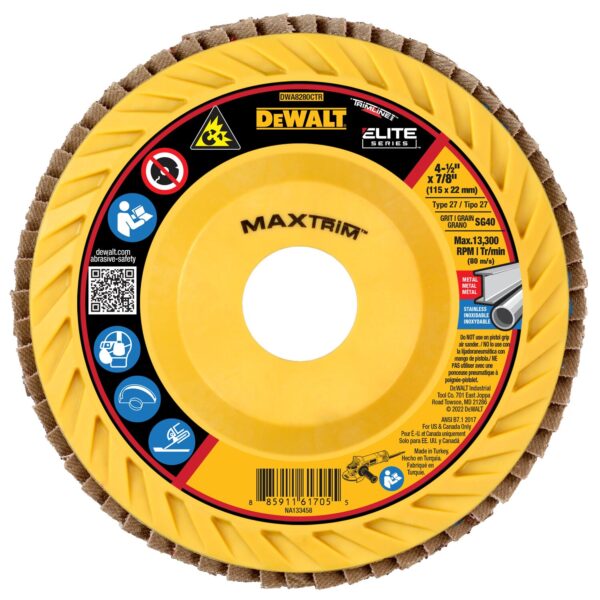 DEWALT XP Ceramic MAXTRIM™ 4-1/2" Trimmable Flap Disc 40 Grit 3