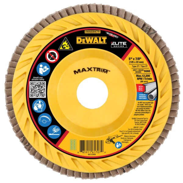 DEWALT XP Ceramic MAXTRIM™ 5&quot; Trimmable Flap Disc 60 Grit 1