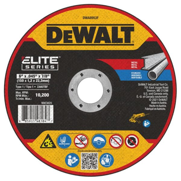 DEWALT® ELITE SERIES™ 6&quot; Cutting Wheel - Flat 1